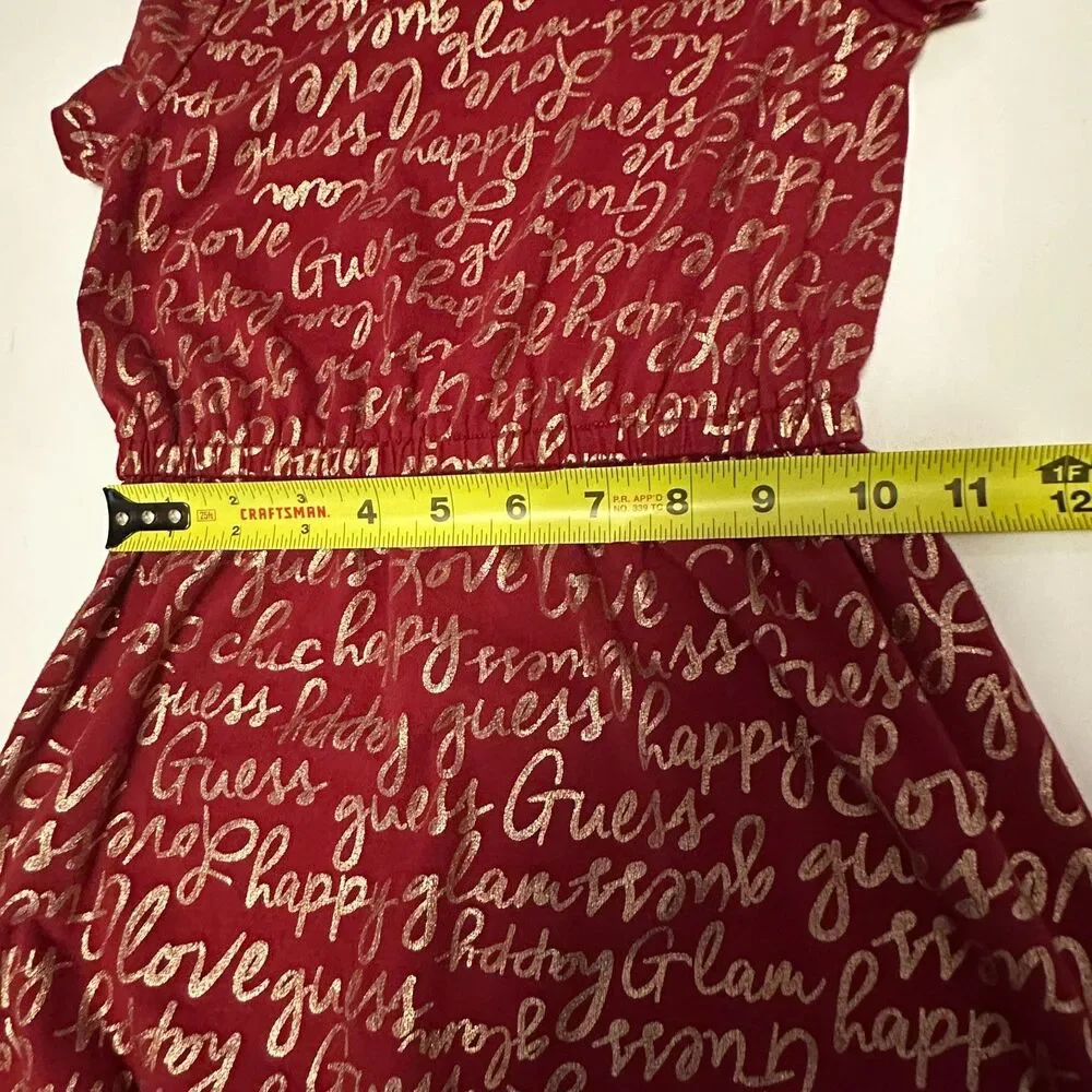 Guess Dress Girls 6X Red All Over Logo Print Short Sleeve Casual Skater Style‎